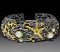 Браслет из серебра 925 пробы с жемчугом и самоцветами. Серебро 925