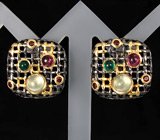 Серьги из серебра 925 пробы с самоцветами.